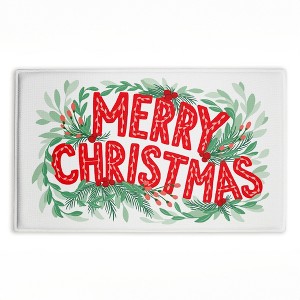 Stupell Industries Retro Merry Christmas & Foliage Printed Plush Bath Mat And Bath Rug, Design By Heather Mclaughlin, 18"X30" - 1 of 4