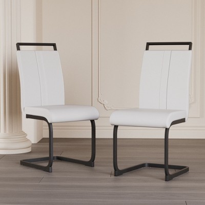 NicBex PU Faux Leather Dining Chairs Set of 2/4 with Metal Legs for Living Room,Meeting Room,Bedroom