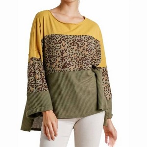 Women's Color Block Waffle Knit Top - umgee - 1 of 3