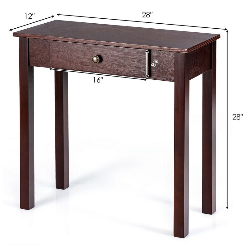 Costway Console Table with Drawer Entryway Hallway Accent Wooden Table Espresso, 2 of 10