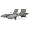 JUJABU Outdoor Wicker Chaise Lounges Set of 2 with Side Table and Adjustable Backrest - 2 of 4