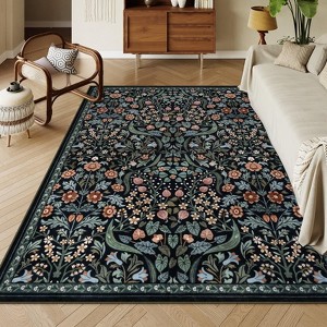 Lahome GST Intricate Floral Abundance Short Pile Velvet Rectangular Indoor Area Rug - 1 of 4