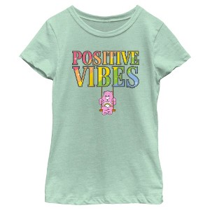 Girl's Care Bears Positive Vibes Cheer T-Shirt - 1 of 4