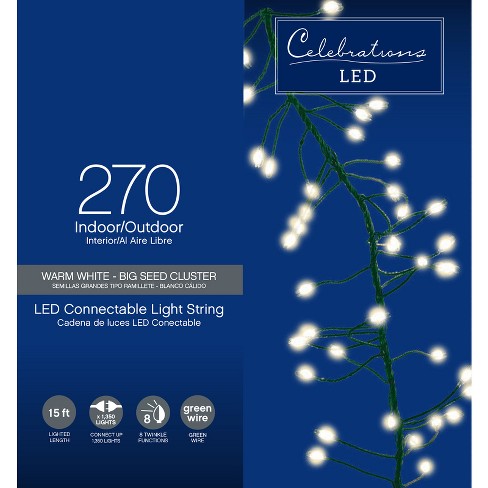 Celebrations Led Micro Dot/fairy Clear/warm White 270 Ct String Christmas  Lights 15 Ft. : Target