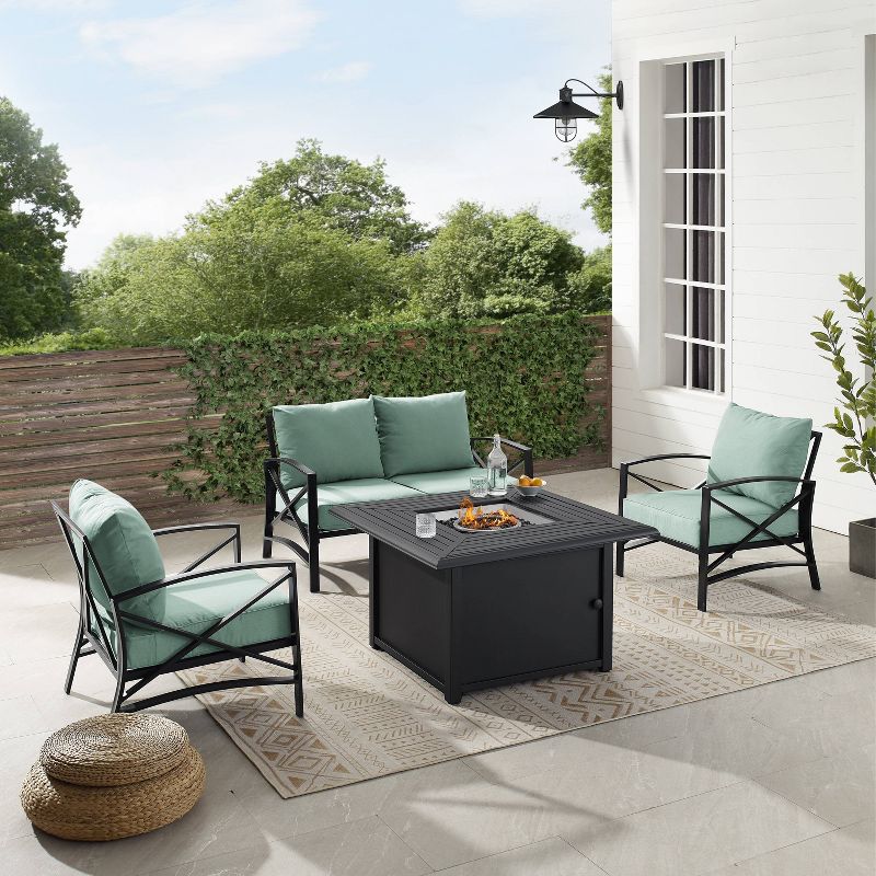 Kaplan 4pc Outdoor Conversation Set with Dante Fire Table - Mist - Crosley, 6 of 17