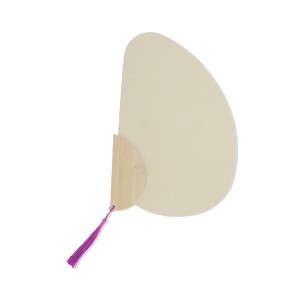 Unique Bargains Portable Double-Sided Short Handle Round Xuan Paper Plover Folding Fan 1 Pc - 1 of 4