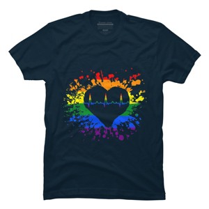 Adult Design By Humans Pride Heartbeat EKG Splatter By LegatoTendo T-Shirt - 1 of 2