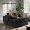 BDELITE Chaise Lounge Chair Indoor, Fluffy Plush Corduroy Fabric with Double Armrests and Pillows-67*56* 31.5 Inch, Black - 3 of 4
