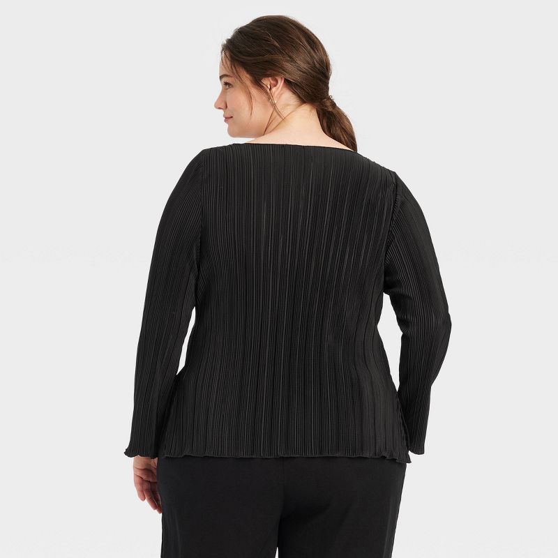 Women's Long Sleeve Plisse Top - A New Day™, 3 of 11