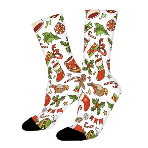 Merry Christmas Seamless Women Printed Crew Socks Funny Funky Socks Soft Polyester Novelty Gifts for Artists Men - 1 of 1