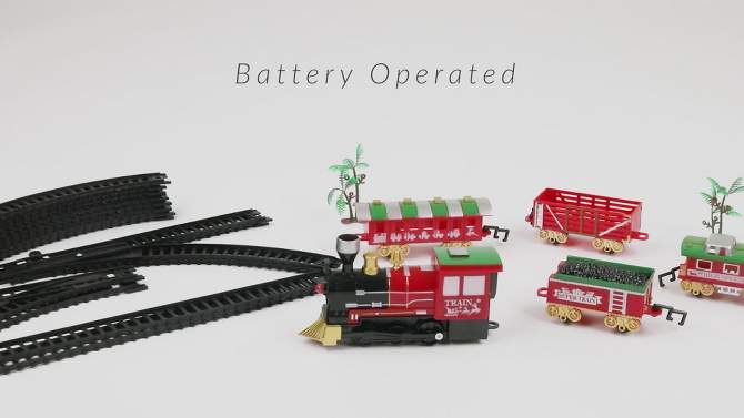 Northlight 21pc Red Battery Operated Lighted and Animated Classic Train Set, 2 of 7, play video
