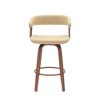 HomeRoots 26" Cream And Wood Brown Faux Leather Swivel Counter Height Bar Chair - 4 of 4