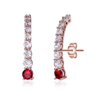 Guili Sterling Silver Curved Journey Earrings with Gemstones & Cubic Zirconia – A Sophisticated and Timeless Jewelry Piece for Effortless Elegance - 1 of 2