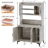 Cat Litter Box Enclosure Furniture with 3 Open Shelves, Storage Cabinet, Farmhouse Cat House Washroom with Scratch Pad, Wood Pet House, Gray - 2 of 4