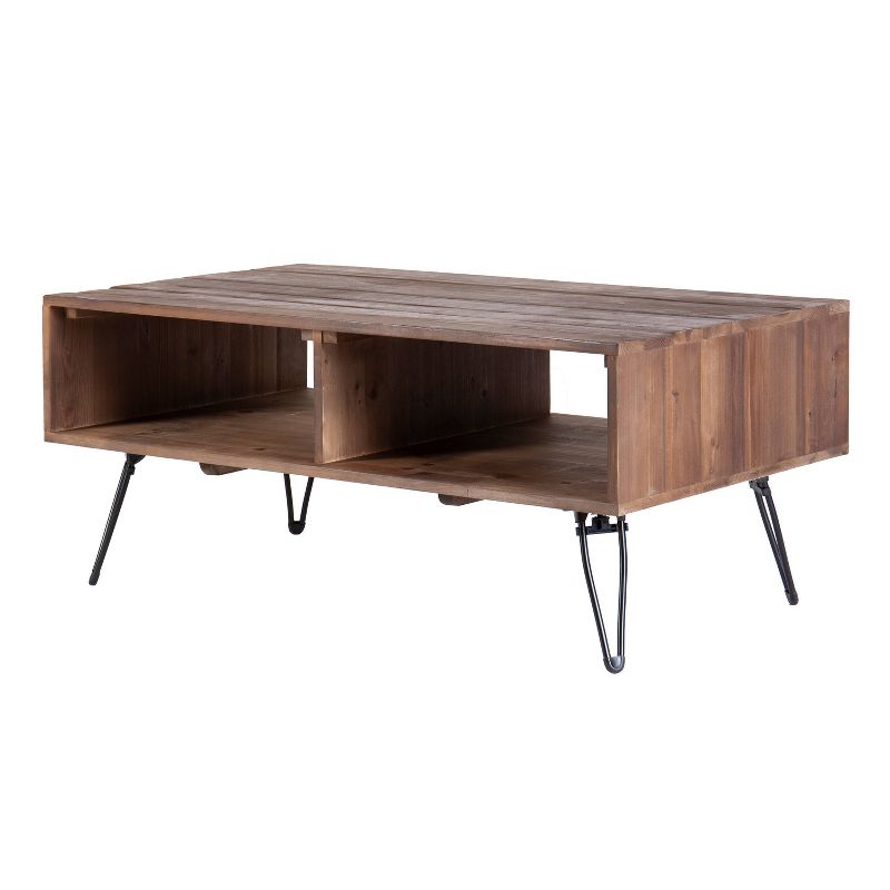 42&#34; Reclaimed Wood Rectangle Farmhouse Coffee Table with Metal Legs and Storage Natural/Brown - The Urban Port, 5 of 15
