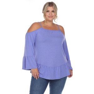 Plus Size Cold Shoulder Ruffle Sleeve Top -White Mark - 1 of 4