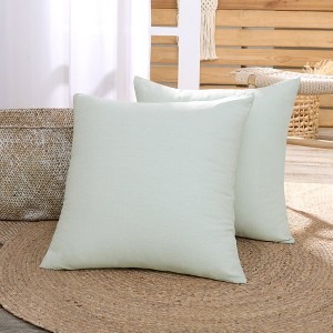 Deconovo Faux Linen Cushion Covers, Set of 2, Light Blue ¨C Eco-Friendly, Machine Washable, Decorative Pillow Covers for Sofa - 1 of 4