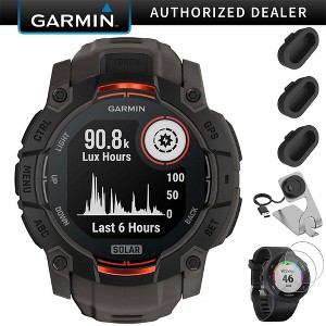Garmin Instinct 3 - 50 mm GPS Smartwatch, SOLAR + Charging Dock + Protector Bundle - 1 of 4