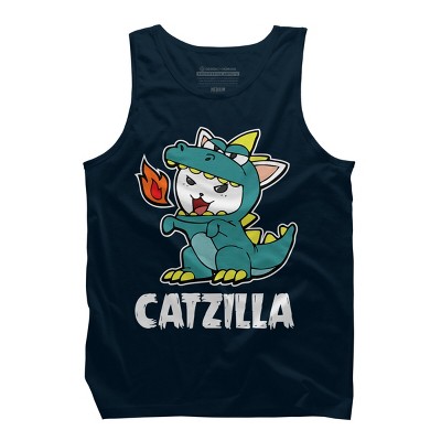 Men's Design By Humans Catzilla Halloween Costume Dragon Monster Kitten Cats Lover By lenxeemyeu Tank Top