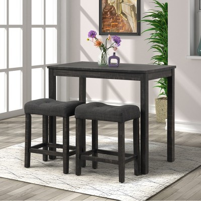 VYNXARIA Wood 3-Piece Counter Height Dining Set, Gray