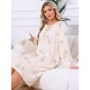 INSPIRE CHIC Womens Nightgown Floral Long Sleeve Pleated Elastic Puff Sleeve Cuff Midi with Pocket Sleepwear Nightdress - 3 of 4