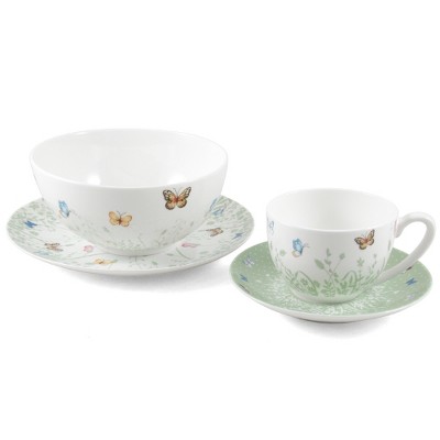 Ashdene Tranquil Butterfly Sage Bone China 4 Piece Sage Breakfast Set