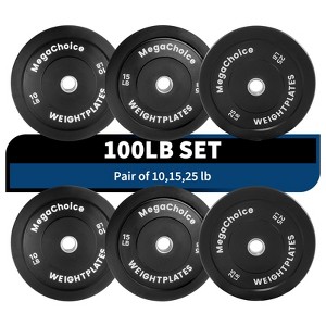 2 Inch Bumper Weight Plate Set, Rubber Coated Weight Plate for Home Gym, Steel Barbell Weight Plate with Stainless Steel Insert, 100 lbs set - 1 of 4