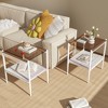 LOVMOR 2-Tier Tempered Glass End Table Set of 2, Rectangle Coffee Tabletop with MDF Layer, Modern Side Table for Living Room - 2 of 4