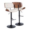 Metal and Wood Faux Leather Adjustable Mid-Century Modern Barstool with 360-Degree Swivel, Set of 2 for Kitchen - 2 of 4