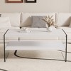 Racxily Double rectangular coffee table, The board surface is MDF, with white stickers, and both sides are transparent tempered glass - 2 of 4