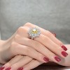 Guili Sterling Silver Rhodium and Rose Gold Morganite Ring with Cubic Zirconia Halo, Elegant for Any Occasion, Purple or Yellow, Sizes 6, 7, 8. - 3 of 3