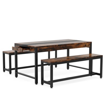 Tribesigns Dining Table Set, Kitchen Breakfast Table With 2 Benches ...