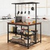 Acekool Dual-Sided Kitchen Island Dining Table Combo, 3-Tier Storage Shelves, 4-Seat, Rolling Cart, Easy Assembly, No Power - 4 of 4