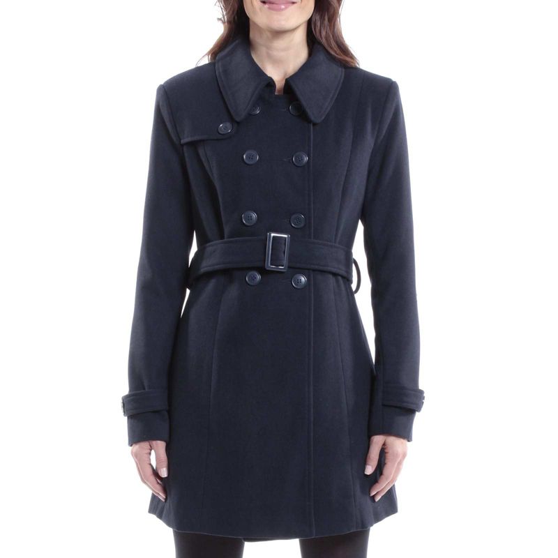 Alpine Swiss Keira Womens Wool Double Breasted Belted Trench Coat, 2 of 11
