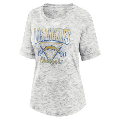 NFL Los Angeles Chargers Women's Oatmeal Heather Rolled Sleeve T-Shirt