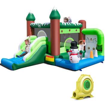 Costway 6-in-1 Winter Themed Snowman Inflatable Castle kids Jumping House with  735W Blower