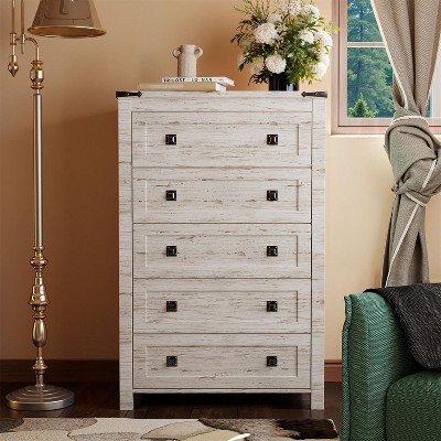Dresser for Bedroom, Farmhouse Wood Rustic Wide Chest of Drawers, Storage Dressers Organizer for Bedroom, Living Room, Hallway