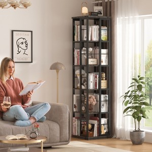 Aheaplus Rotating Bookshelf, Frerstanding Corner Bookcase - 1 of 4