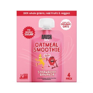 MUSHkins Gluten Free Strawberry Bananza Oatmeal Smoothie - 4ct/3.2oz - 1 of 4