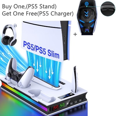 Beboncool PS5 Cooling Fan Stand with Dual Controller Charger Station for PS5 & Pro