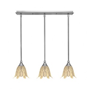 Toltec Lighting Any 3 - Light Chandelier in  Brushed Nickel with 7" Vanilla Leaf Shade - 1 of 1