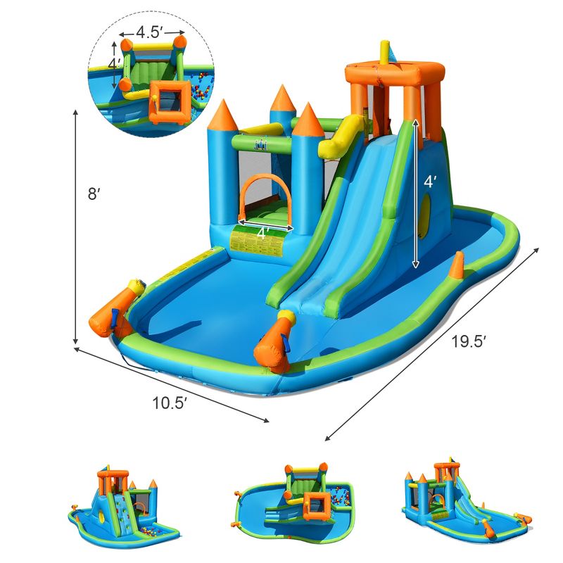 Bountech Inflatable Water Slide Kids Bounce House Splash Pool without Blower, 2 of 11