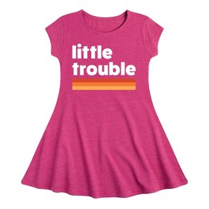 Girls' - Instant Message - Trouble Little Fit & Flair Cap Sleeve Graphic Dress - 1 of 4