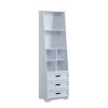 TOAOTBNBO Tall Bookcase with 3 Drawers, Narrow Bookshelves with Storage Cabinet, Open Display Book Shelf for Living Room, White - 2 of 4