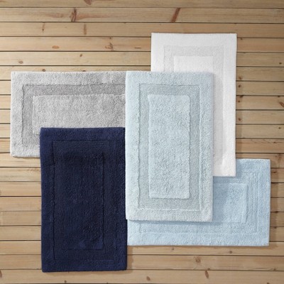 Gray Cotton Reversible Bath Rug with Tufted Design