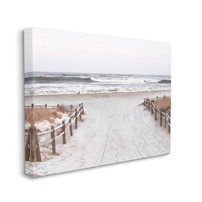 Foggy Horizon Beach Landscape Canvas Wall Art