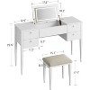 47” Makeup Vanity Desk with Flip Top LED Mirror, 3-Color Lighting, 5 Drawers & Chair, Vanity Table Set for Bedroom - 2 of 4