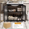 Vynxaria 30" Modern Bathroom Vanity with Ceramic Sink (8" Faucet Holes), Tempered Blurred Glass Doors, Matte Black Handles - 4 of 4