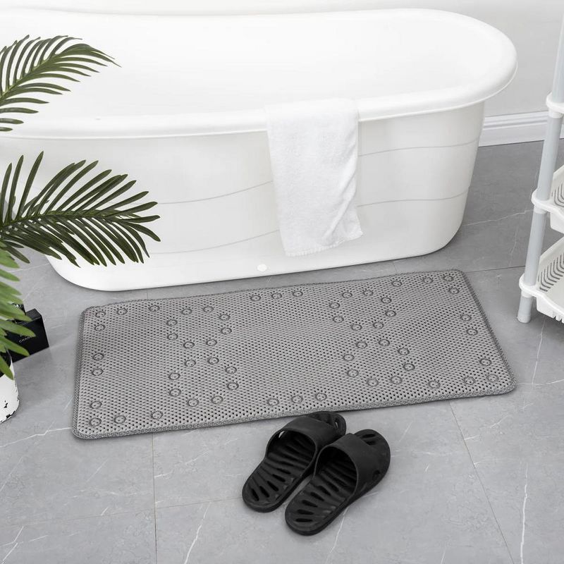 J&V TEXTILES Shower and Bathtub Mat, 36x17, Long Double Foam Bath Tub Floor Mats with Suction Cups and Drainage Holes, Machine Washable, 1 of 11