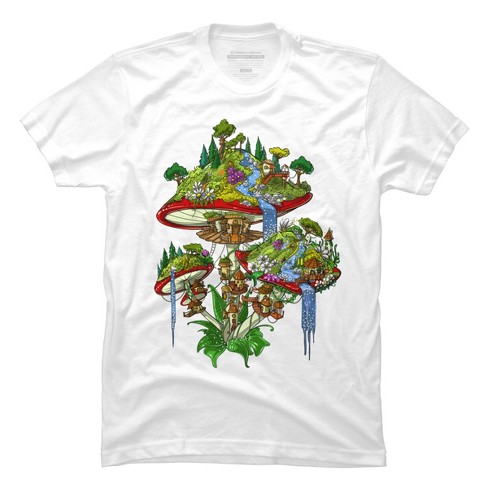 Men s Design By Humans Magic Mushrooms Island By underheaven T Shirt White X Large